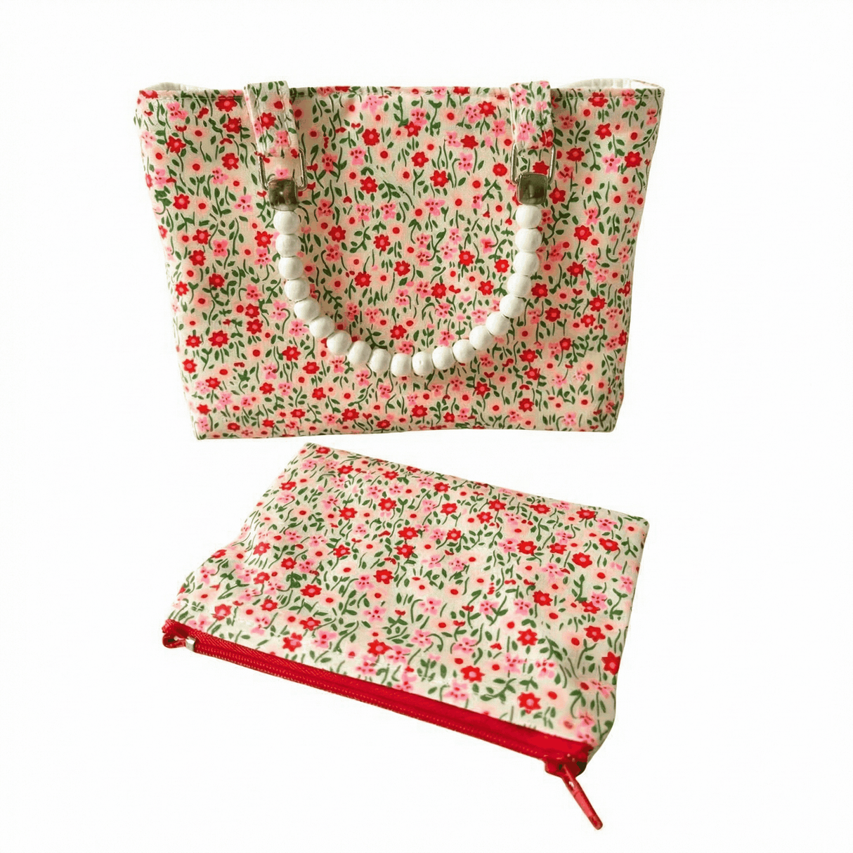 Sophia in Pink Floral Mini Fabric Bag + Matching Zip Purse