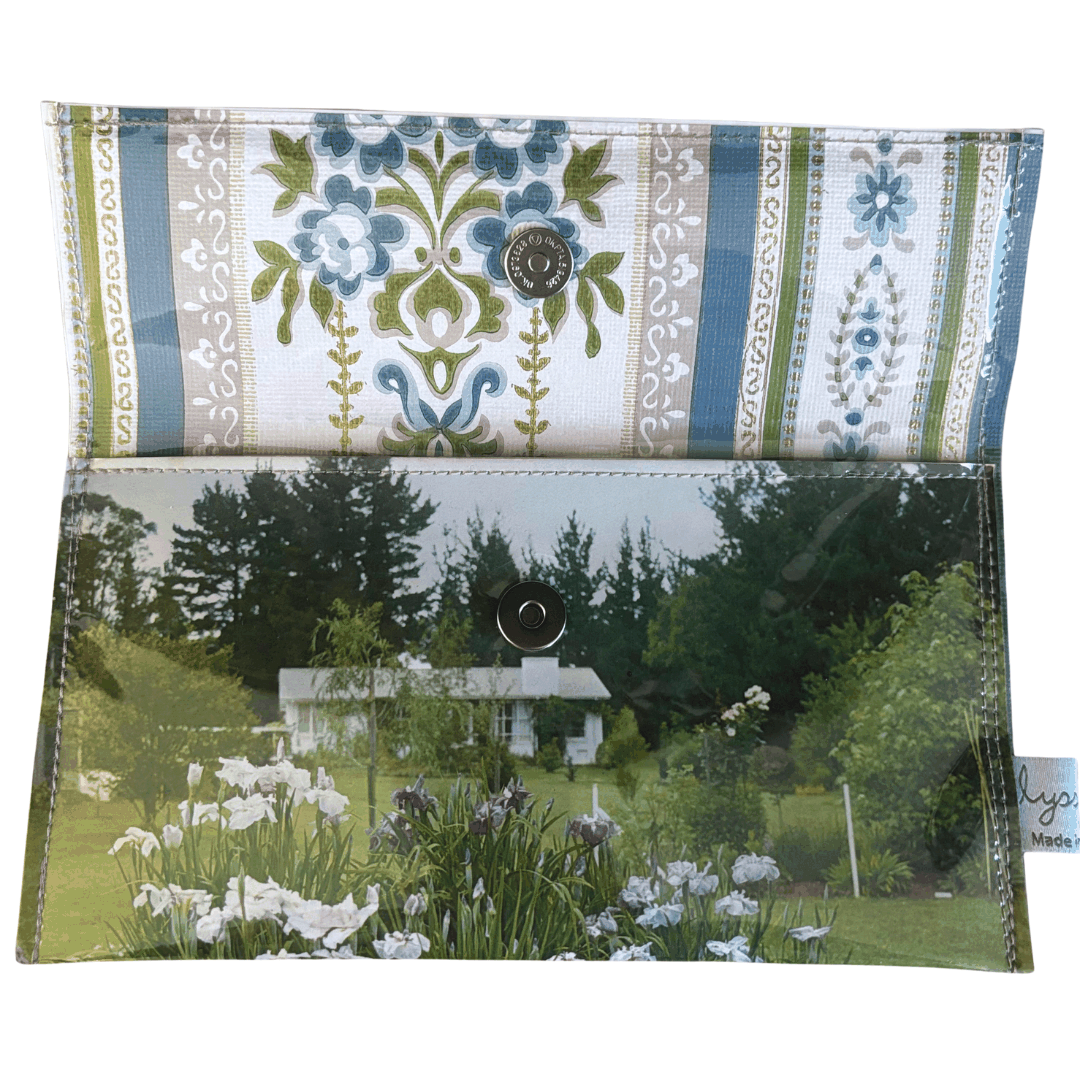 Vintage Garden Book Wallet - Irises in the Garden