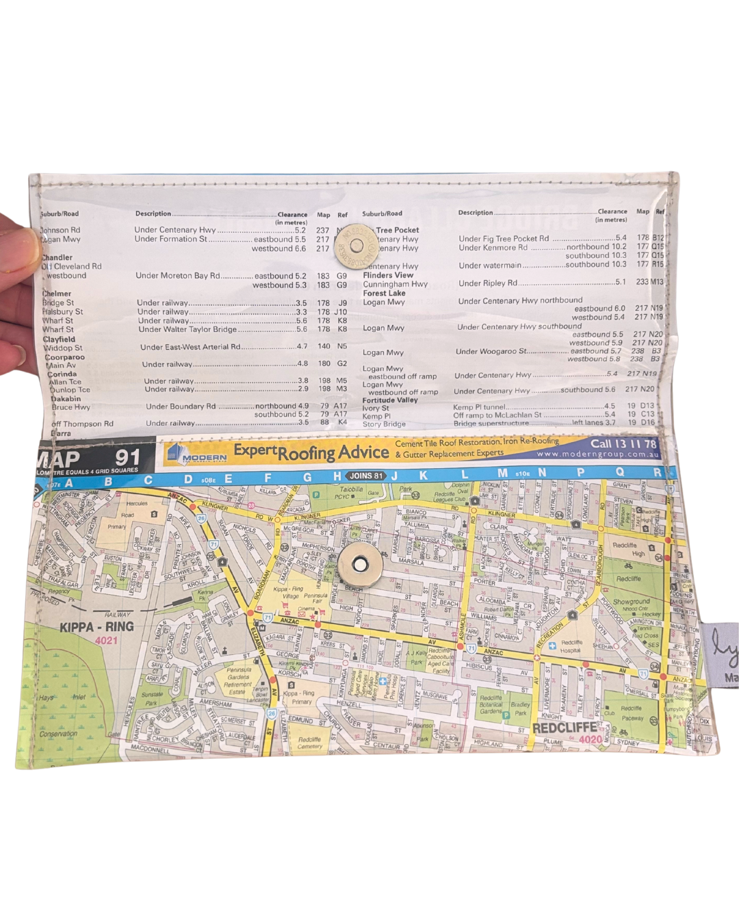 Recycled Street Map Wallet - Redcliffe, Margate, Woody Point, Kippa Ring, Clontarf