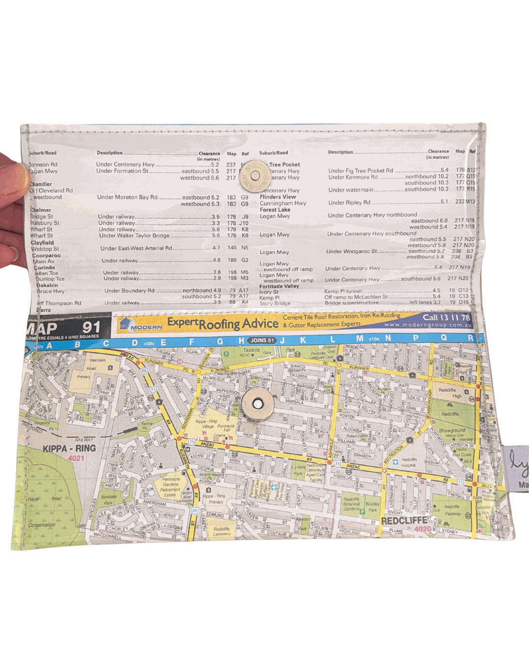 Recycled Street Map Wallet - Redcliffe, Margate, Woody Point, Kippa Ring, Clontarf