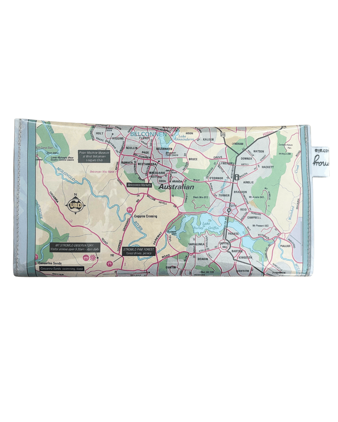 Recycled Street Map Wallet - Canberra, Weston Creek, Woden Valley, Belconnen