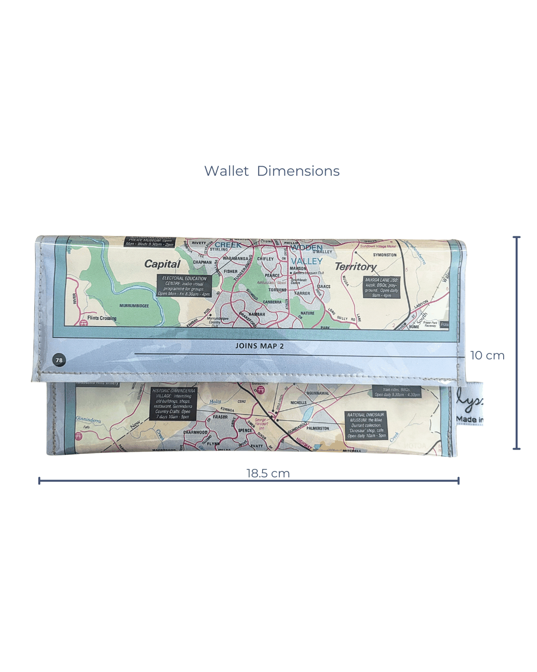 Recycled Street Map Wallet - Canberra, Weston Creek, Woden Valley, Belconnen