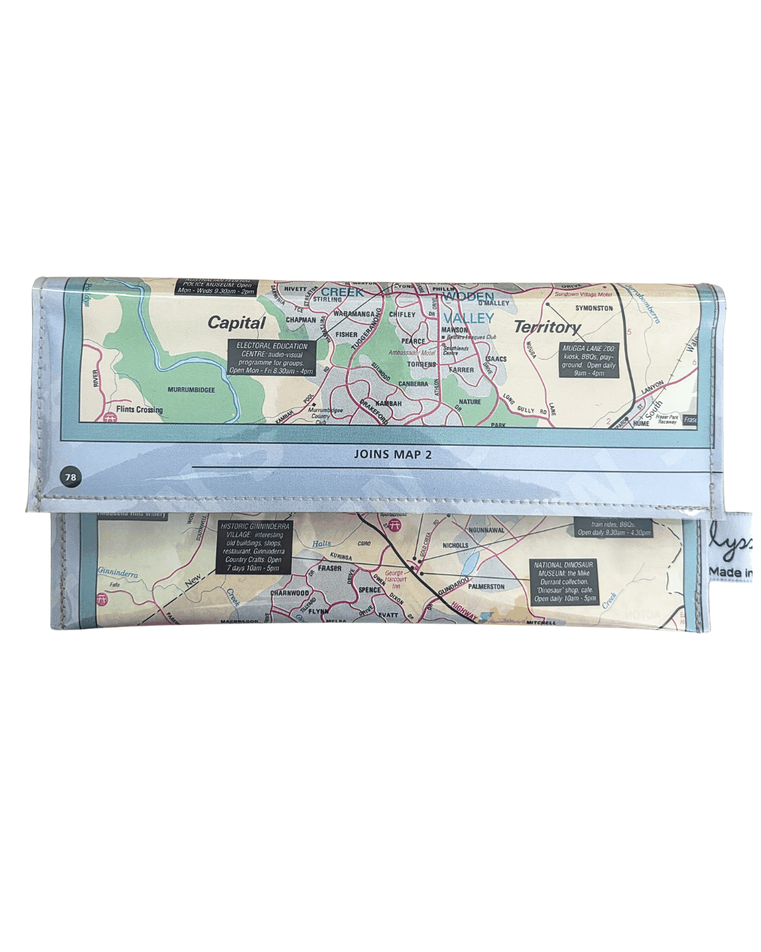 Recycled Street Map Wallet - Canberra, Weston Creek, Woden Valley, Belconnen