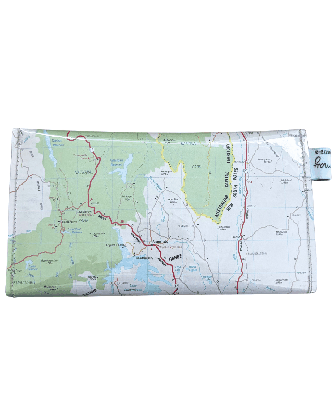 Recycled Street Map Wallet - Canberra Region, Snowy Mountains & Kosciuszko
