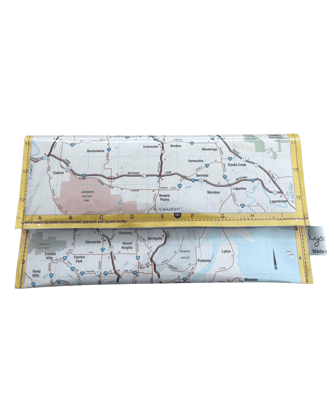 Recycled Street Map Wallet - Brisbane Approach and Bypass Routes