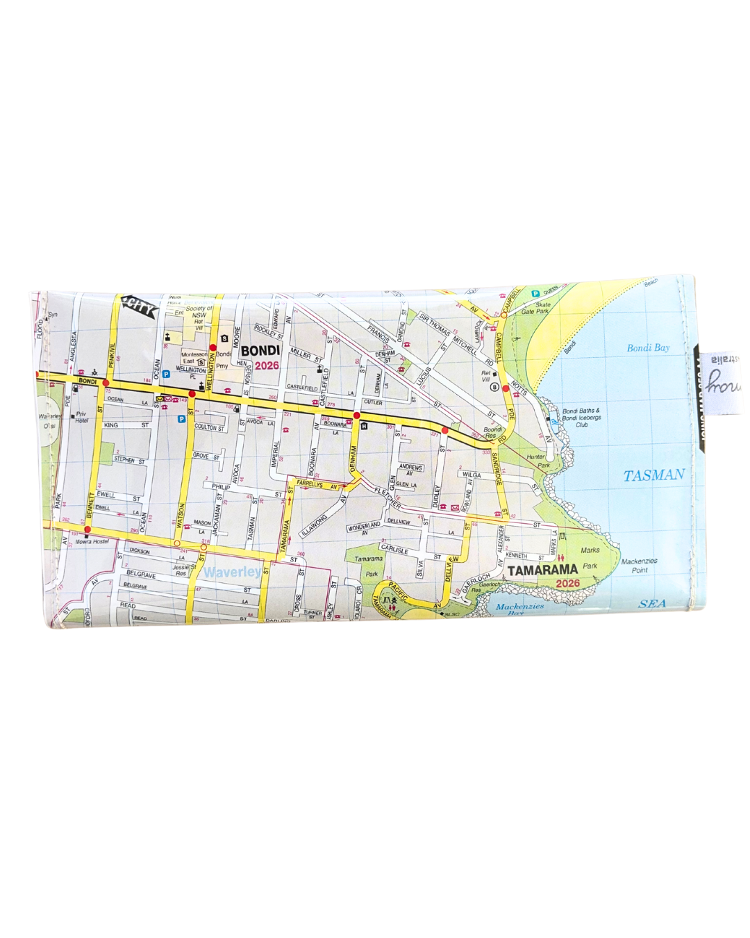 Recycled Street Map Wallet - Lyssy May Handmade Wallet recycled map of Bondi Beach, Bronte and Tamarma