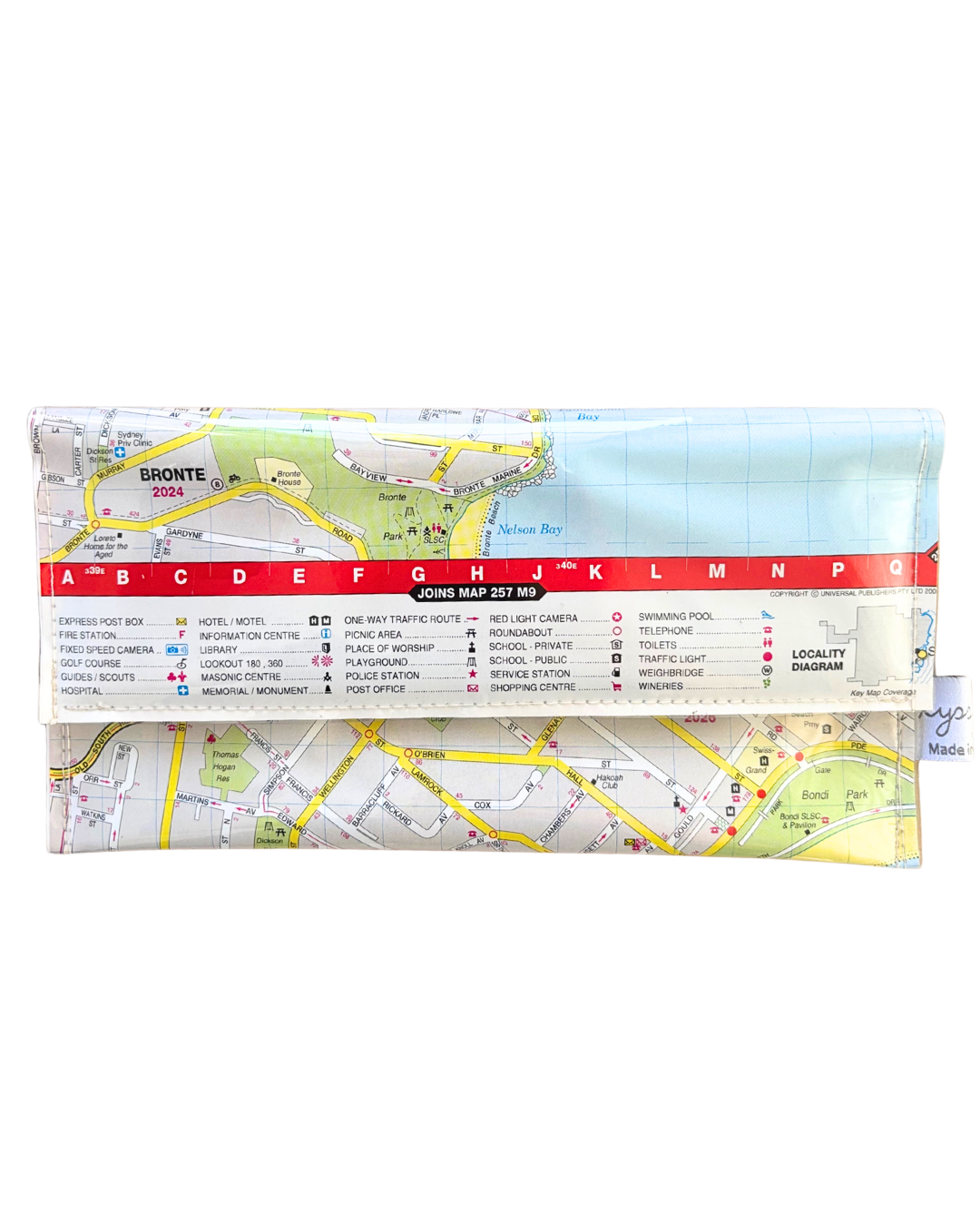 Recycled Street Map Wallet - Lyssy May Handmade Wallet recycled map of Bondi Beach, Bronte and Tamarma