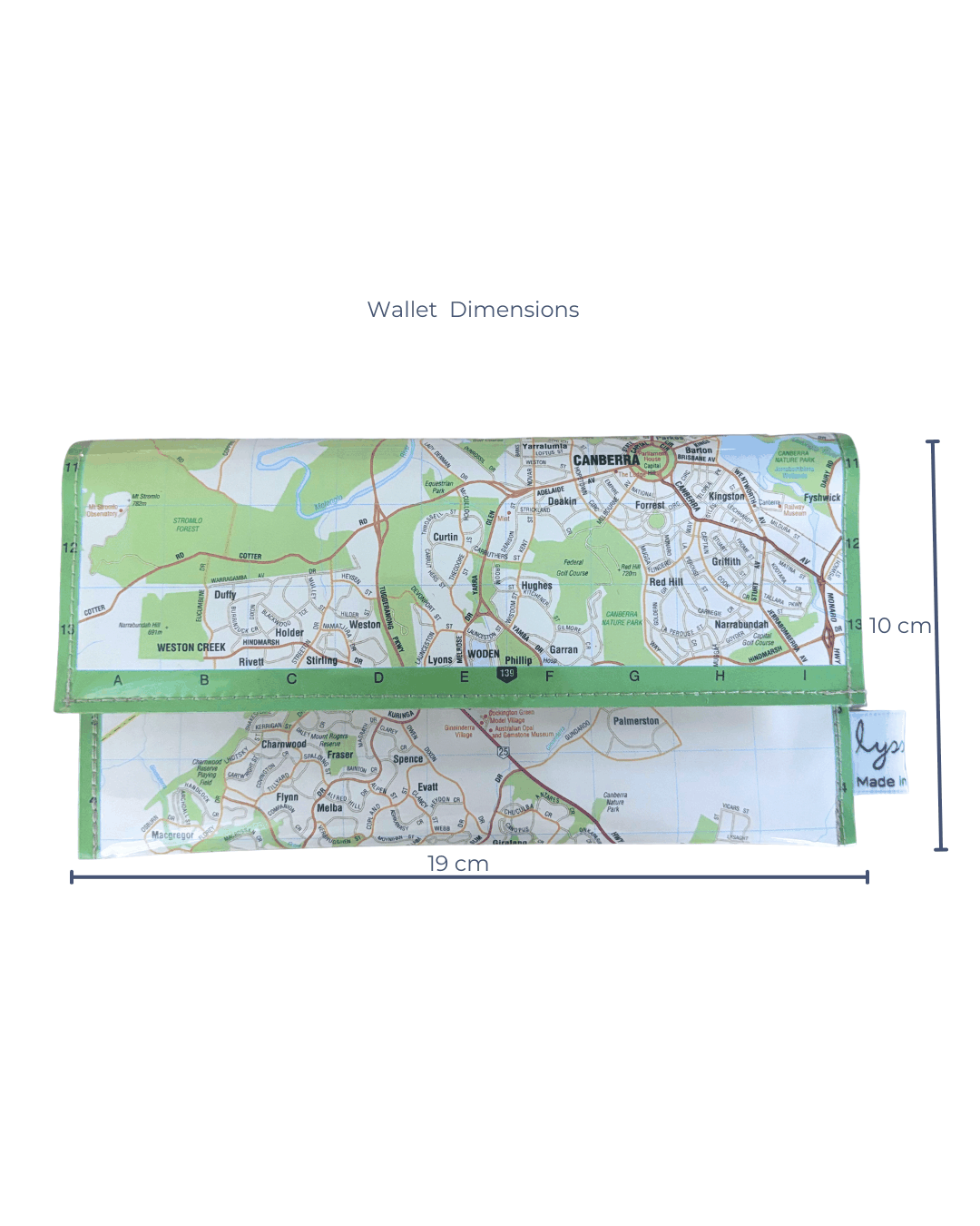 Recycled Map Wallet - Canberra Northern Suburbs - Explore Australia