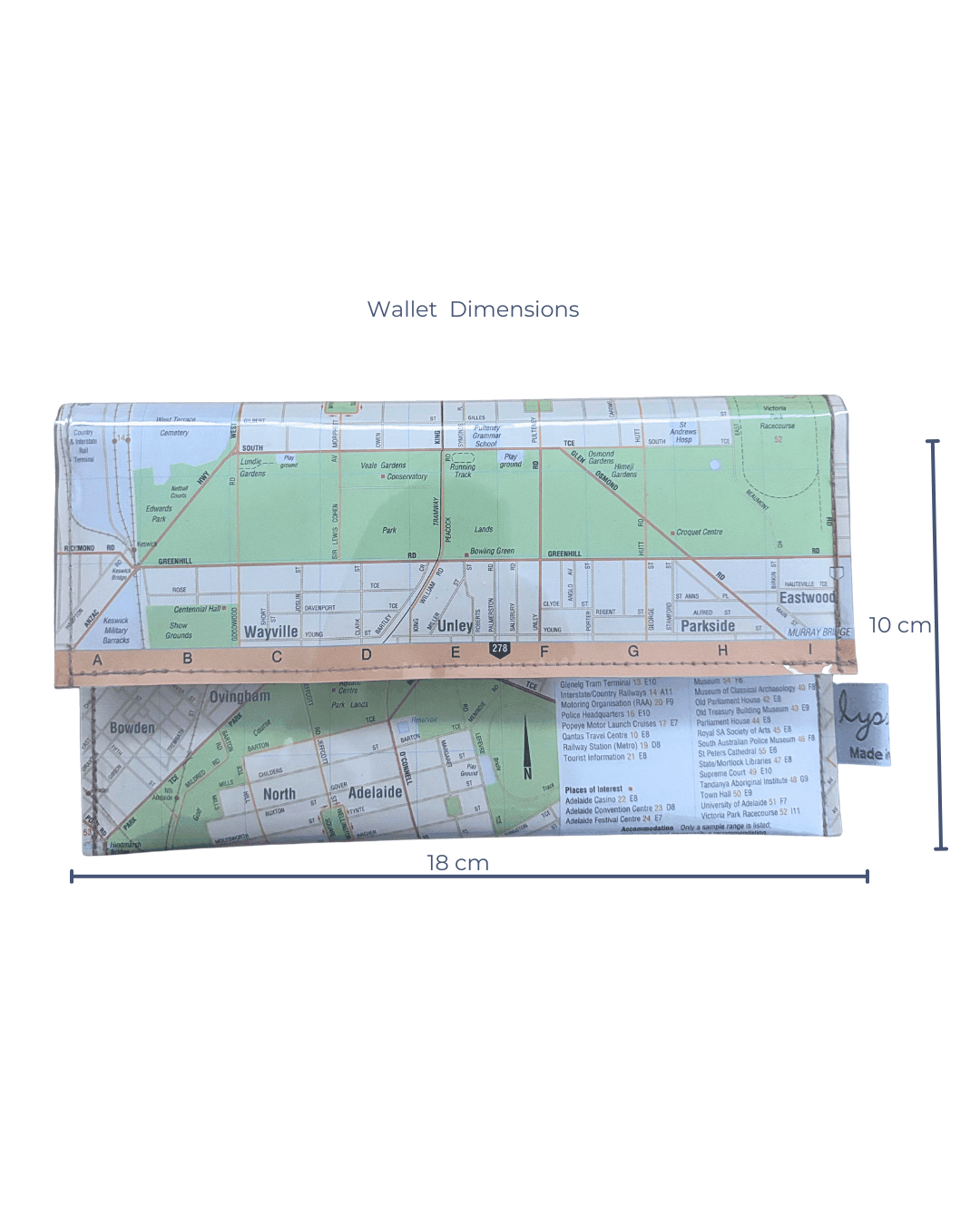Recycled Map Wallet - SA - Central Adelaide