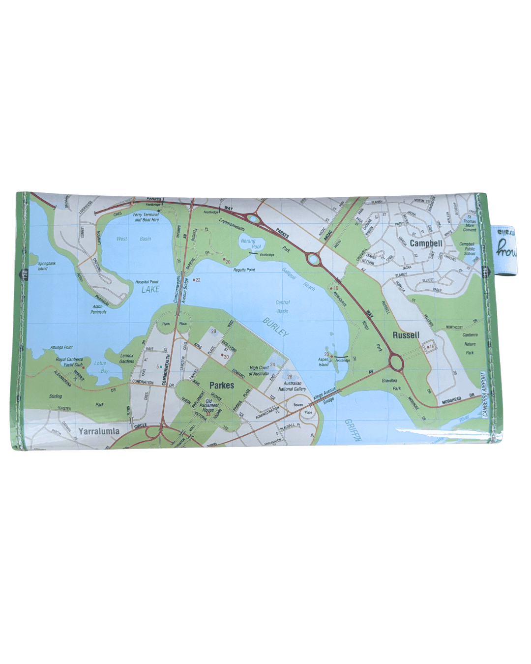 Recycled Map Wallet - Central Canberra - Explore Australia