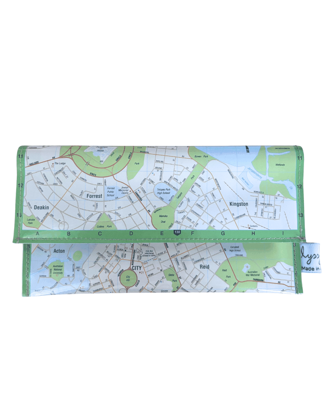 Recycled Map Wallet - Central Canberra - Explore Australia