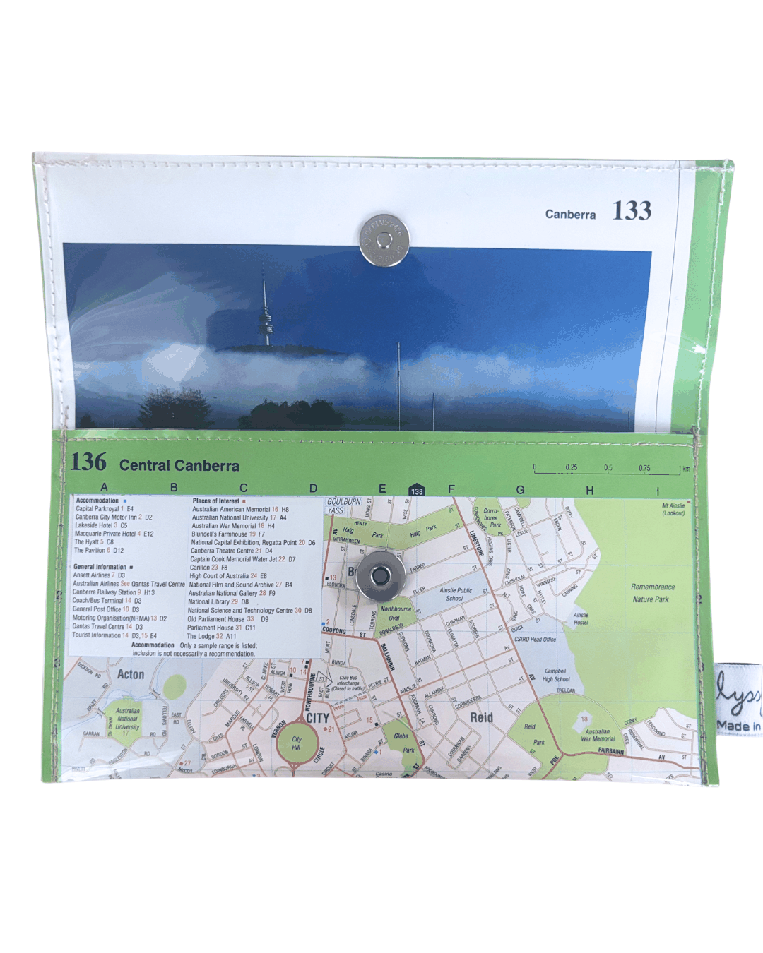 Recycled Map Wallet - Central Canberra - Explore Australia