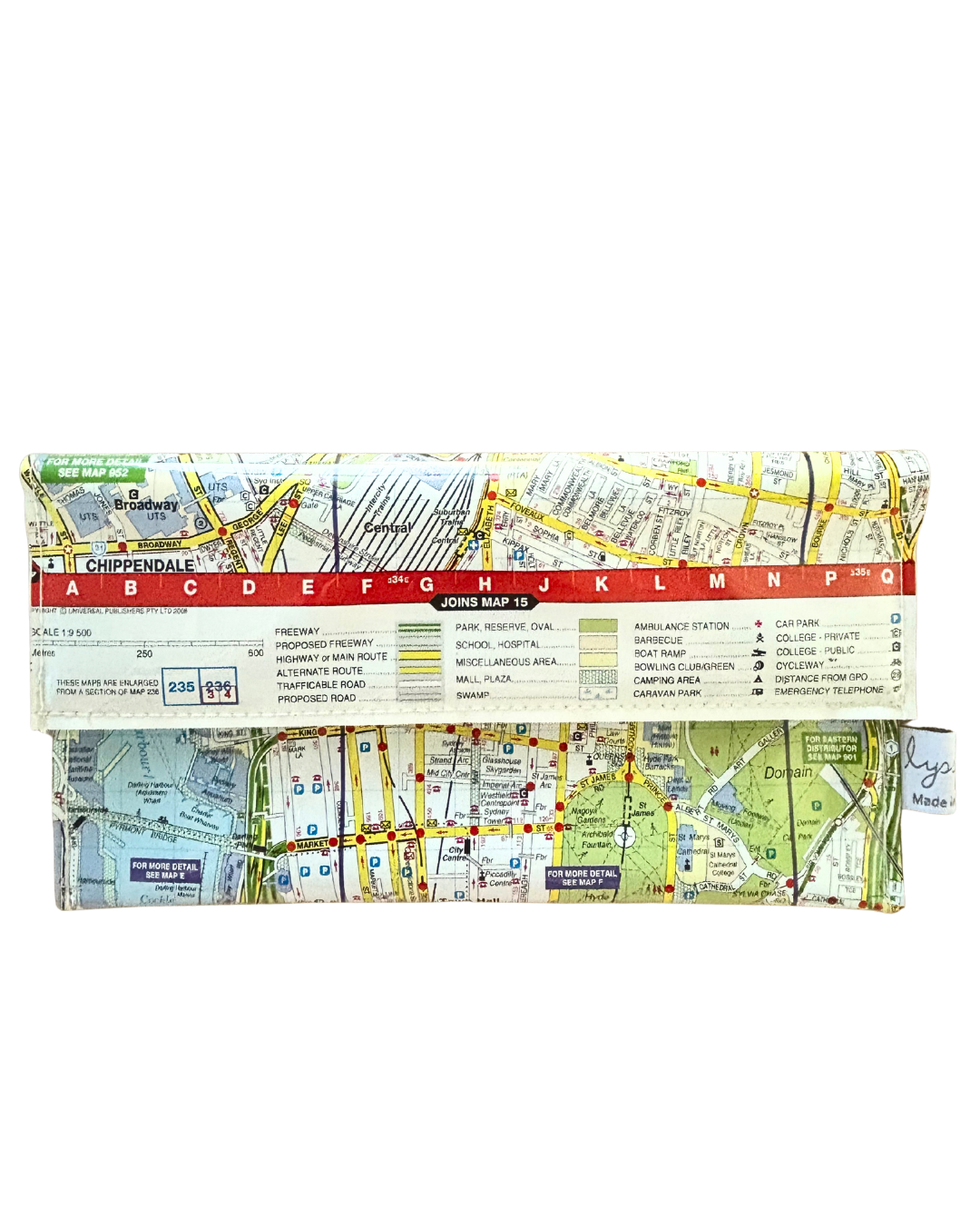 Recycled Street Map Wallet - Lyssy May Handmade Wallet recycled map of Central Sydney and Surrounds