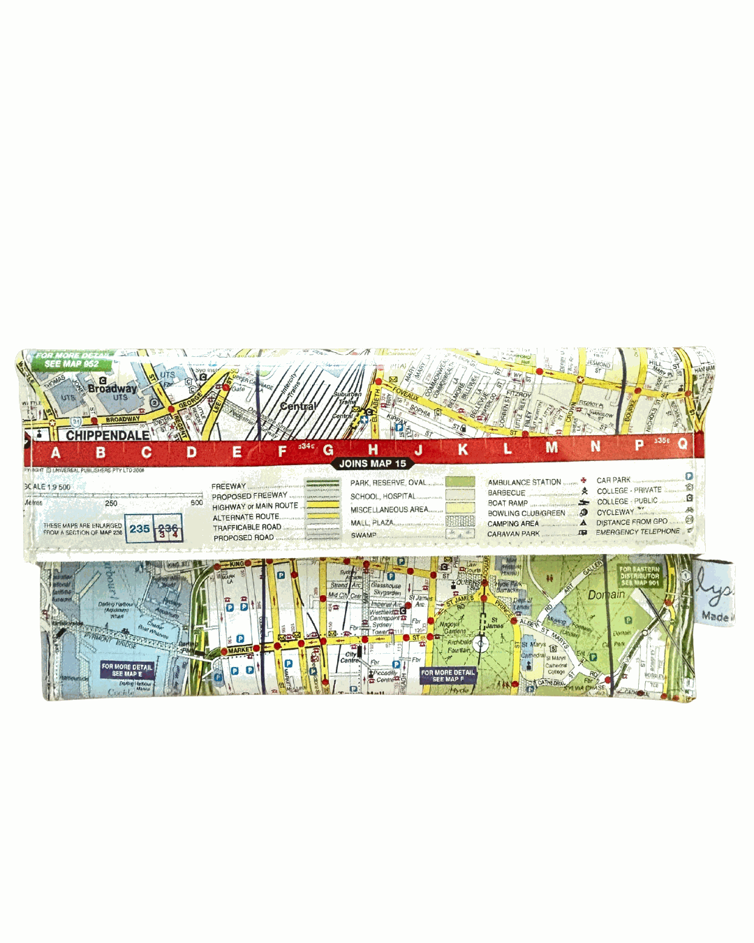 Recycled Street Map Wallet - Lyssy May Handmade Wallet recycled map of Central Sydney and Surrounds