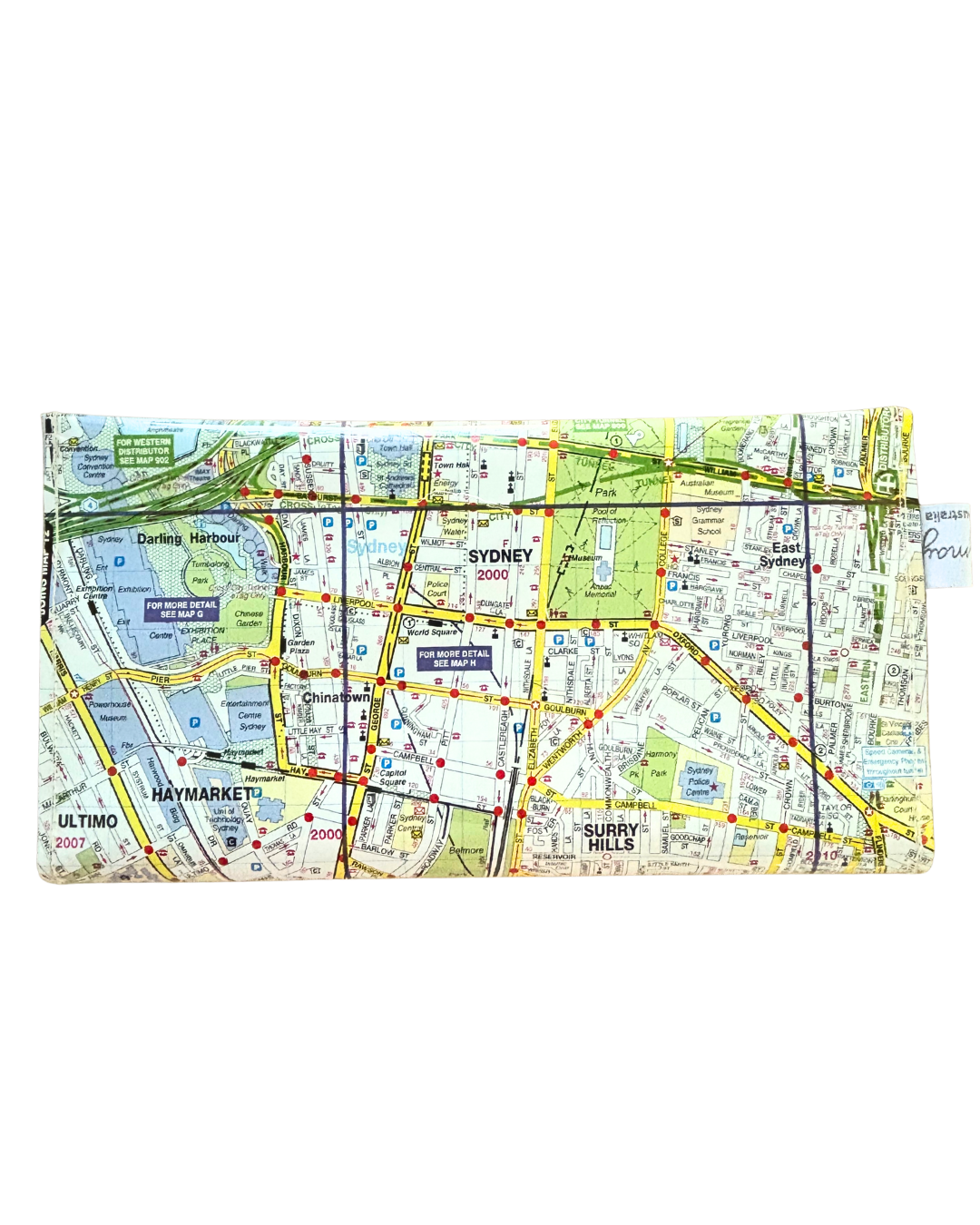 Recycled Street Map Wallet - Lyssy May Handmade Wallet recycled map of Central Sydney and Surrounds