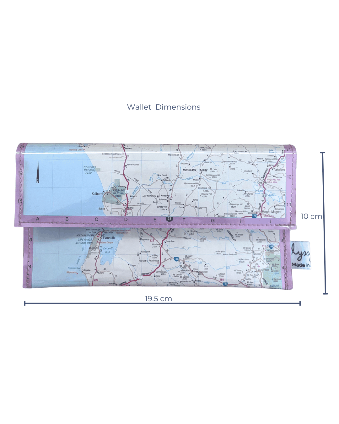 Recycled Map Wallet - Central Western Australia - Explore Australia