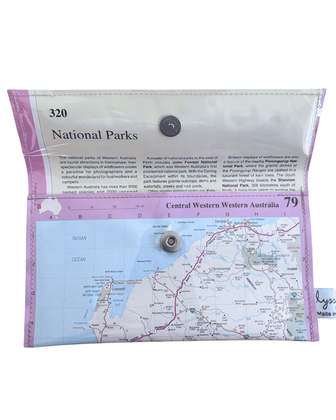 Recycled Map Wallet - Central Western Australia - Explore Australia