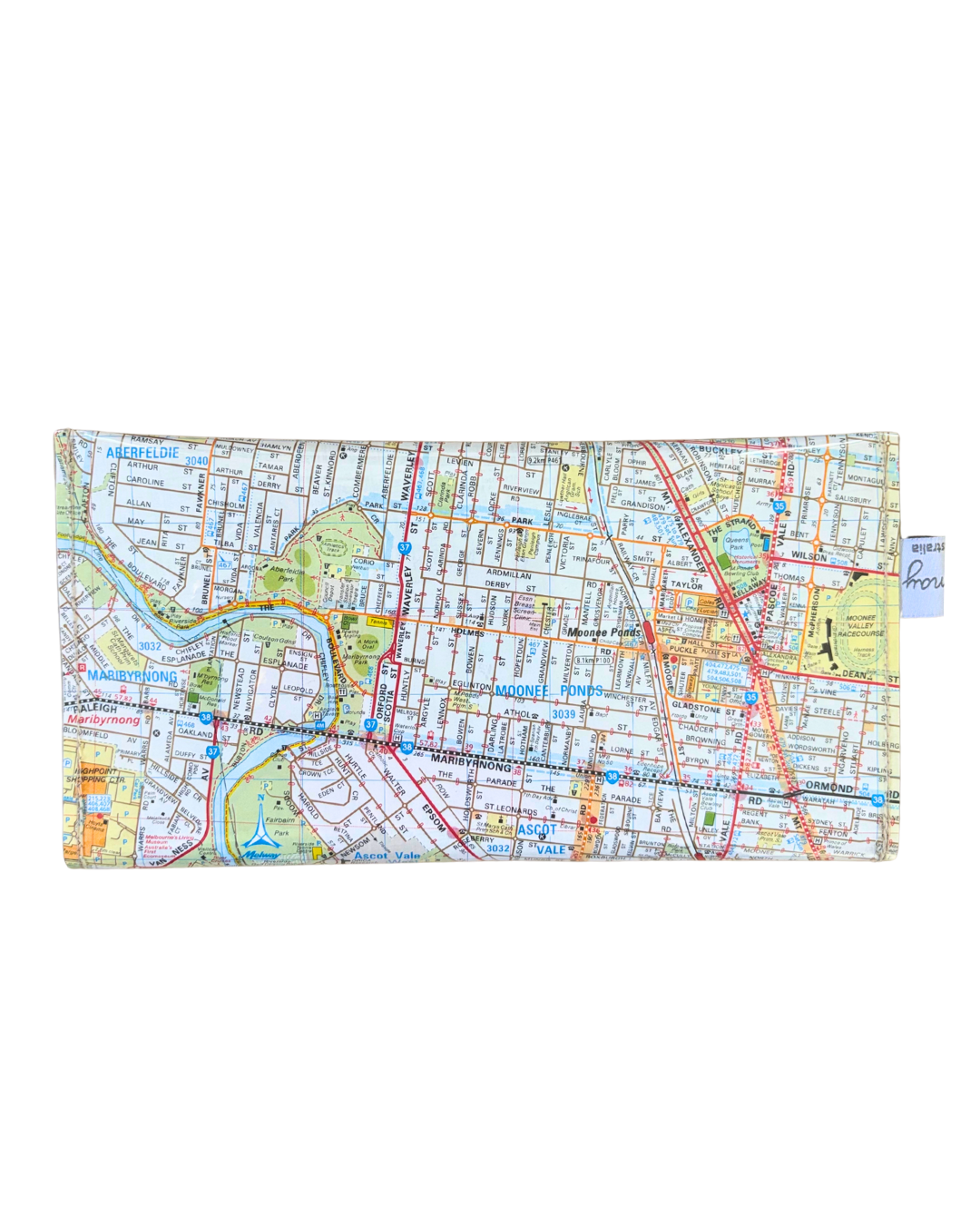 Recycled Street Map Wallet - Lyssy May Handmade Wallet recycled map of Essendon, Moonee Ponds, Ascot Vale and Maribyrnong