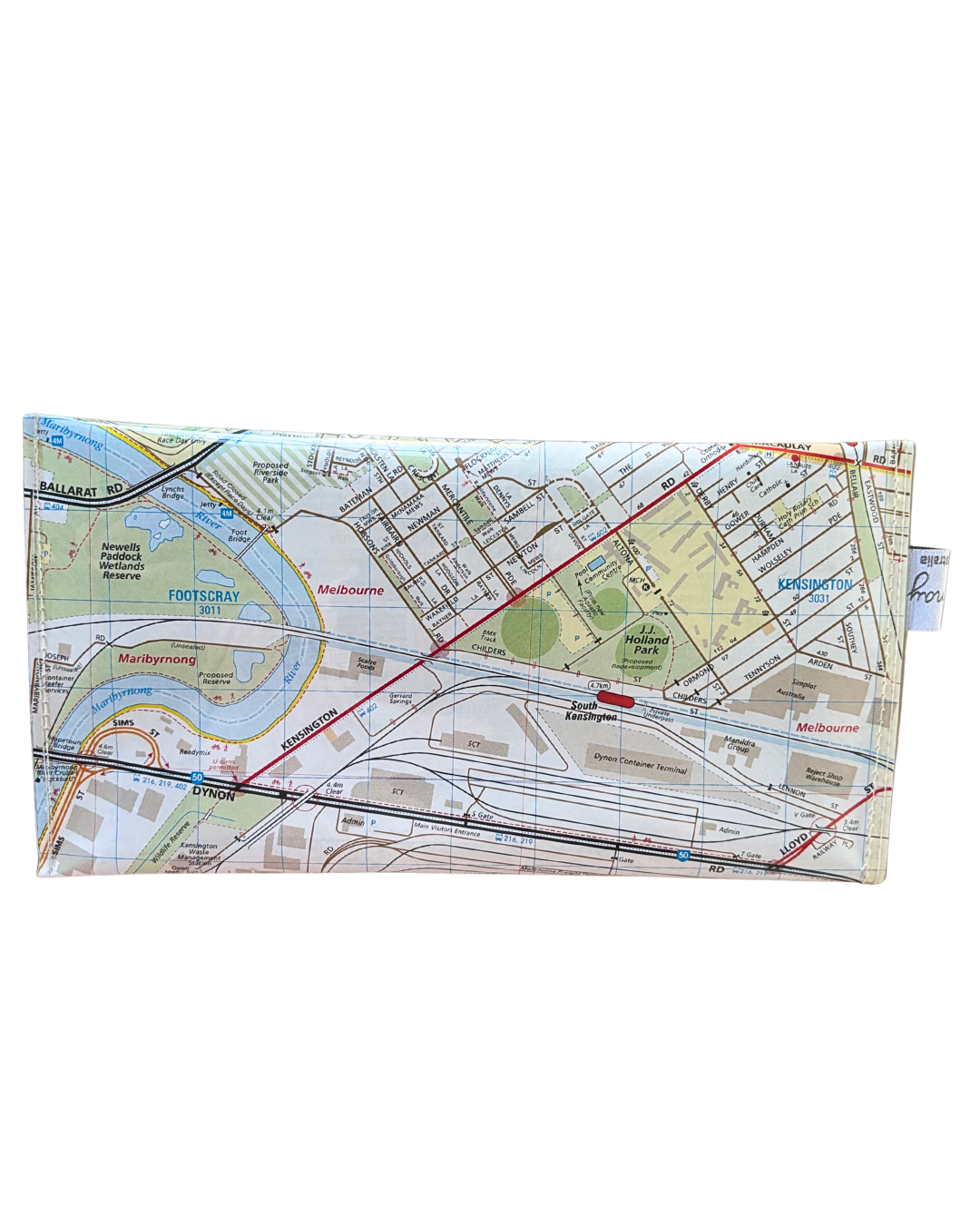 Recycled Street Map Wallet - Lyssy May Handmade Wallet recycled map of Flemington, Kensington, West Melbourne