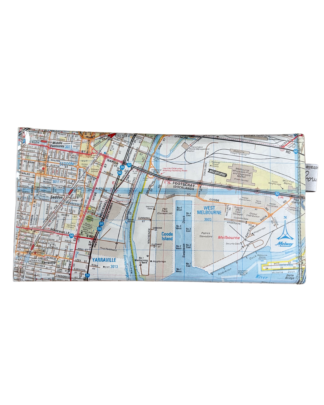 Recycled Street Map Wallet - Lyssy May Handmade Wallet recycled map of West Melbourne, Yarraville, Flemington, Kensington