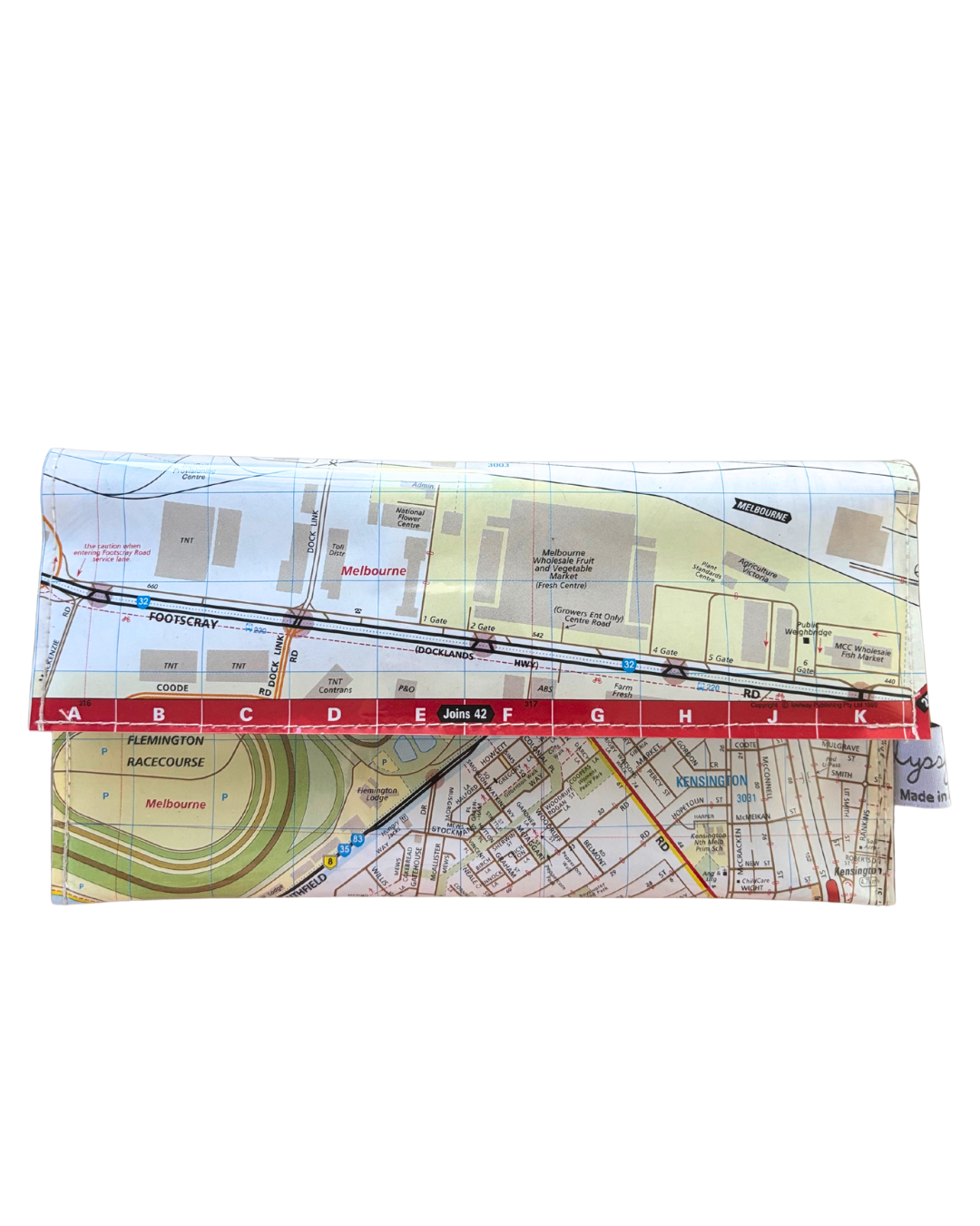 Recycled Street Map Wallet - Lyssy May Handmade Wallet recycled map of Flemington, Kensington, West Melbourne