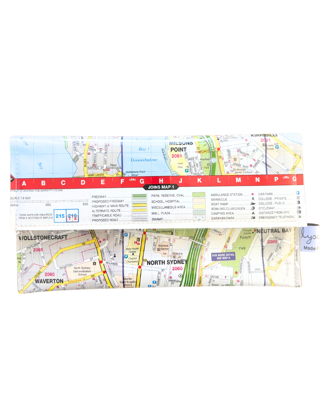 Recycled Street Map Wallet - Lyssy May Handmade Wallet recycled map of North Sydney and Surrounds