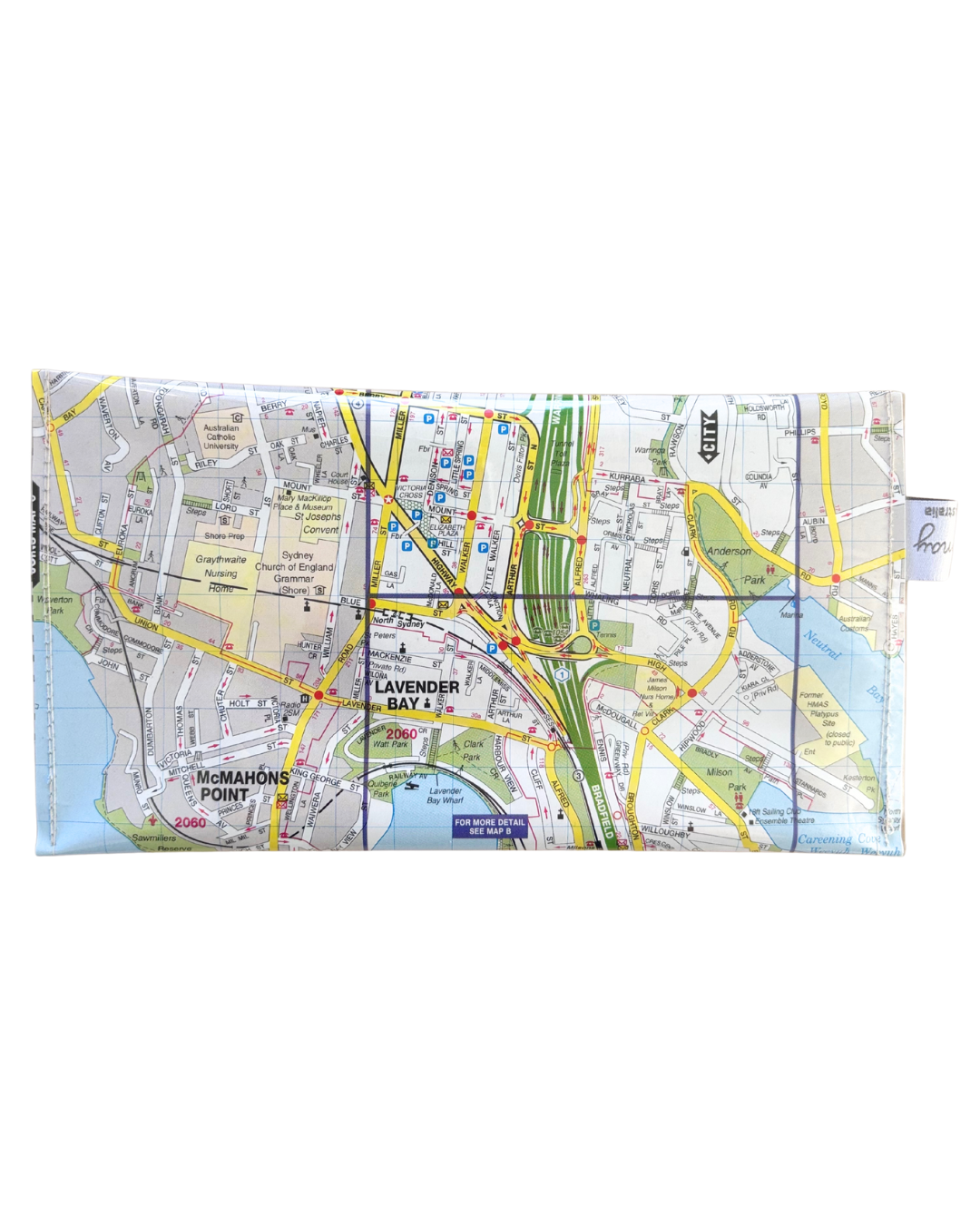 Recycled Street Map Wallet - Lyssy May Handmade Wallet recycled map of North Sydney and Surrounds