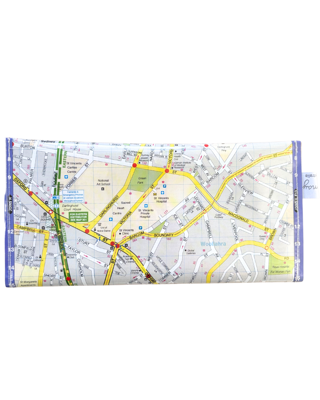 Recycled Street Map Wallet - Lyssy May Handmade Wallet recycled map of Paddington, Darlinghurst, Surry Hills