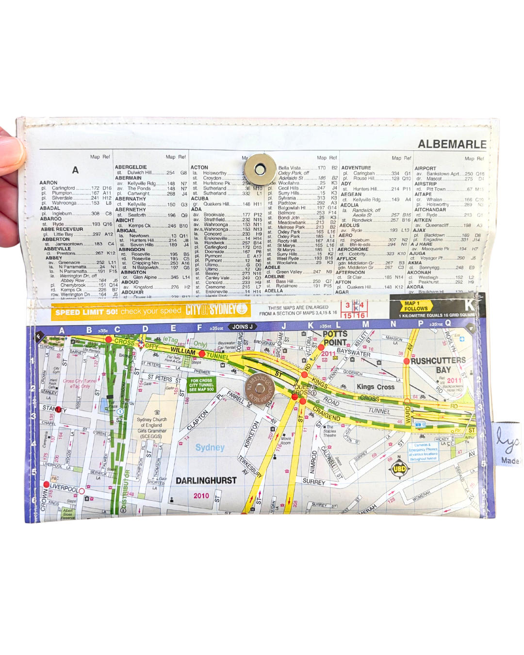 Recycled Street Map Wallet - Lyssy May Handmade Wallet recycled map of Paddington, Darlinghurst, Surry Hills