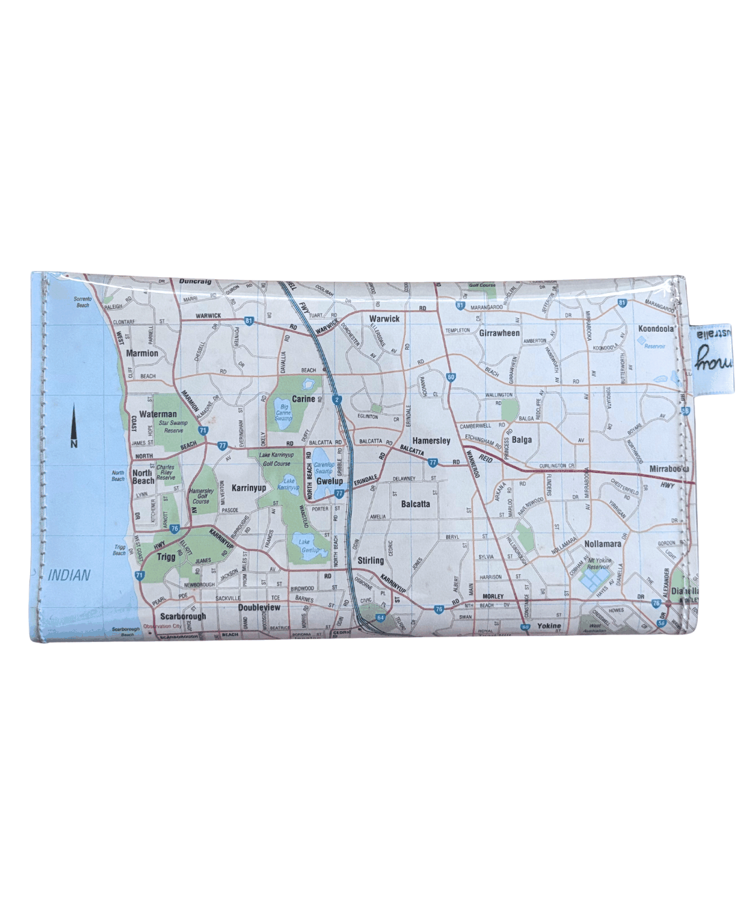 Recycled Map Wallet - Perth Northern Suburbs - Explore Australia