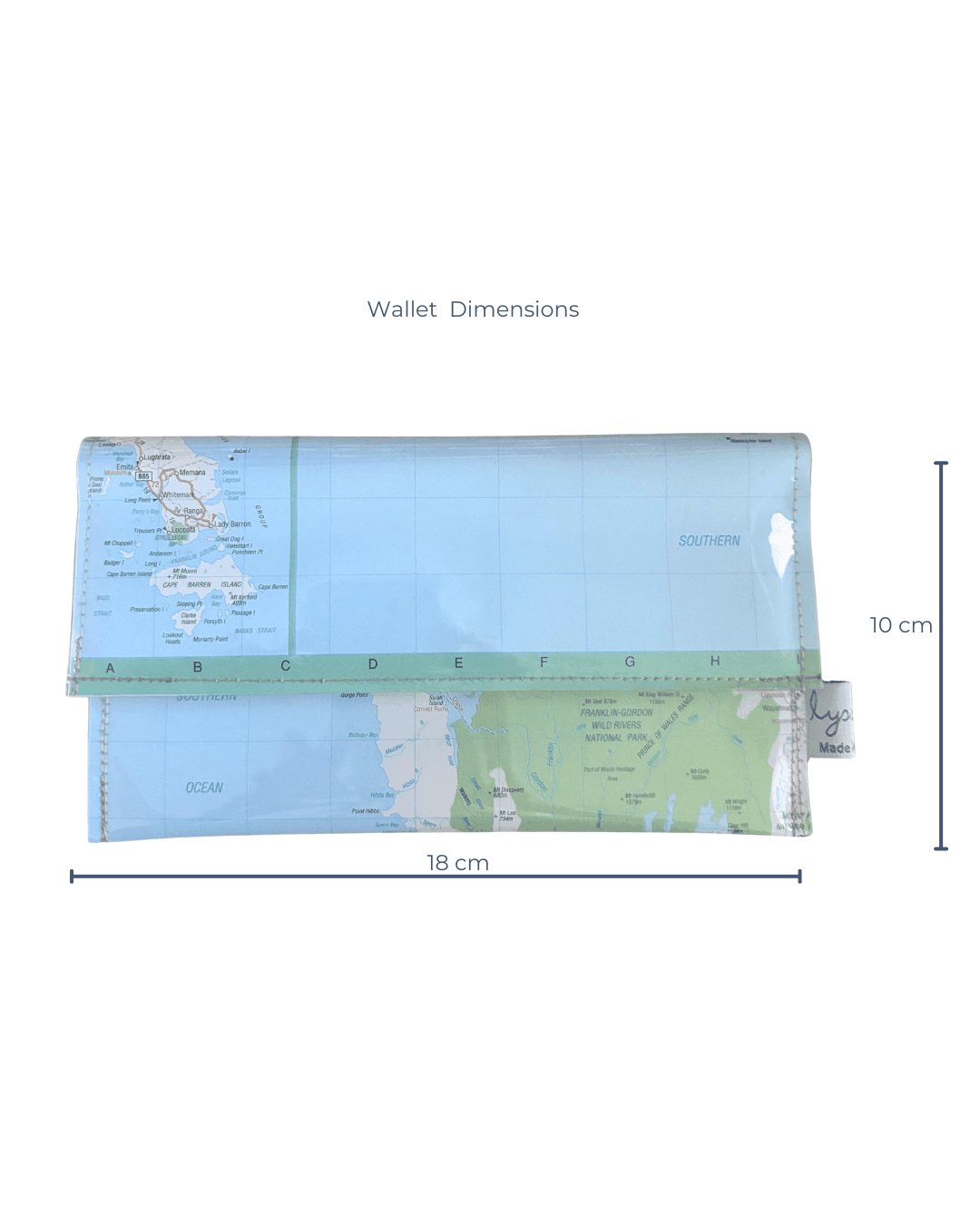Recycled Street Map Wallet - Southern Tasmania, King Island, Flinders Island