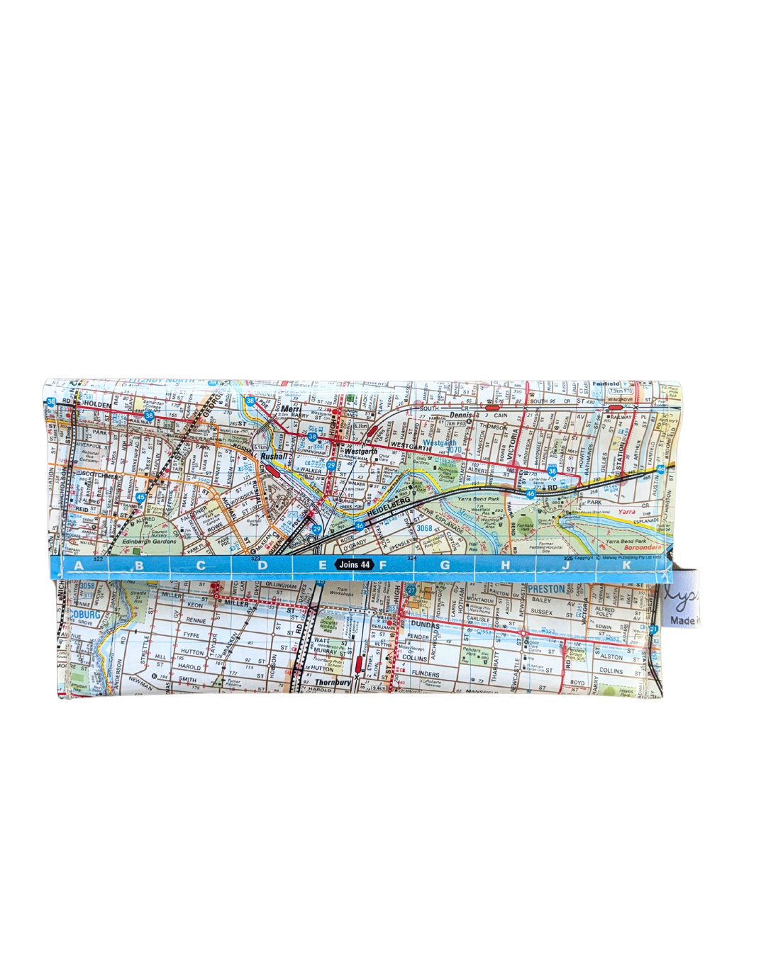 Recycled Street Map Wallet - Lyssy May Handmade Wallet recycled map of Preston, Northcote, Fitzroy North