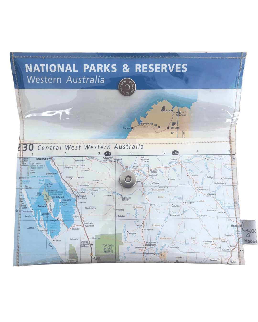 Map wallet with 'National Parks & Reserves Western Australia' on a white background