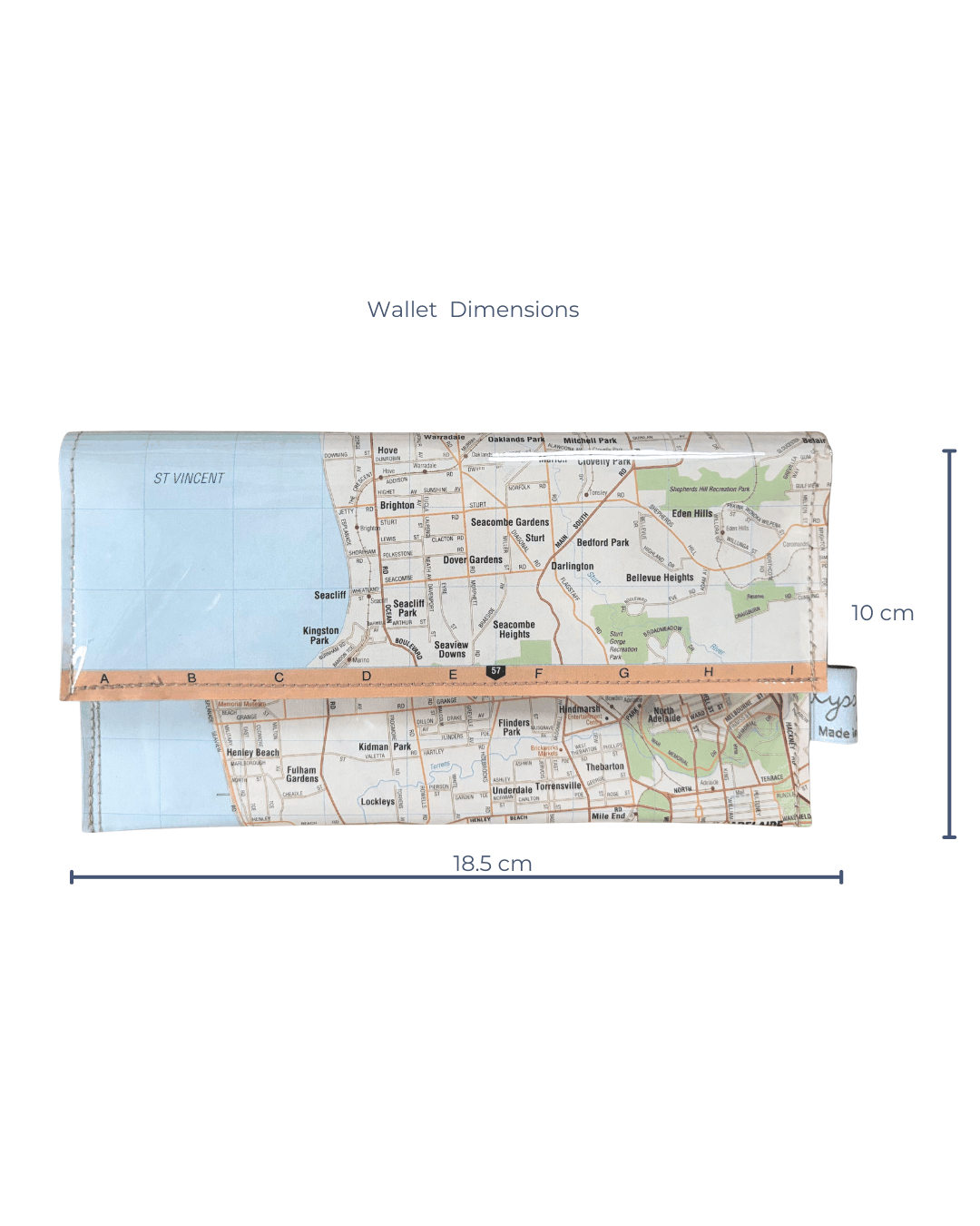 Recycled Street Map Wallet - Adelaide and Southern Suburbs
