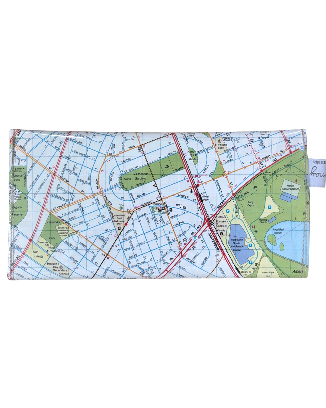 Recycled Street Map Wallet - Lyssy May Handmade Wallet recycled map of Albert Park, Middle Park, South Melbourne, Port Melbourne