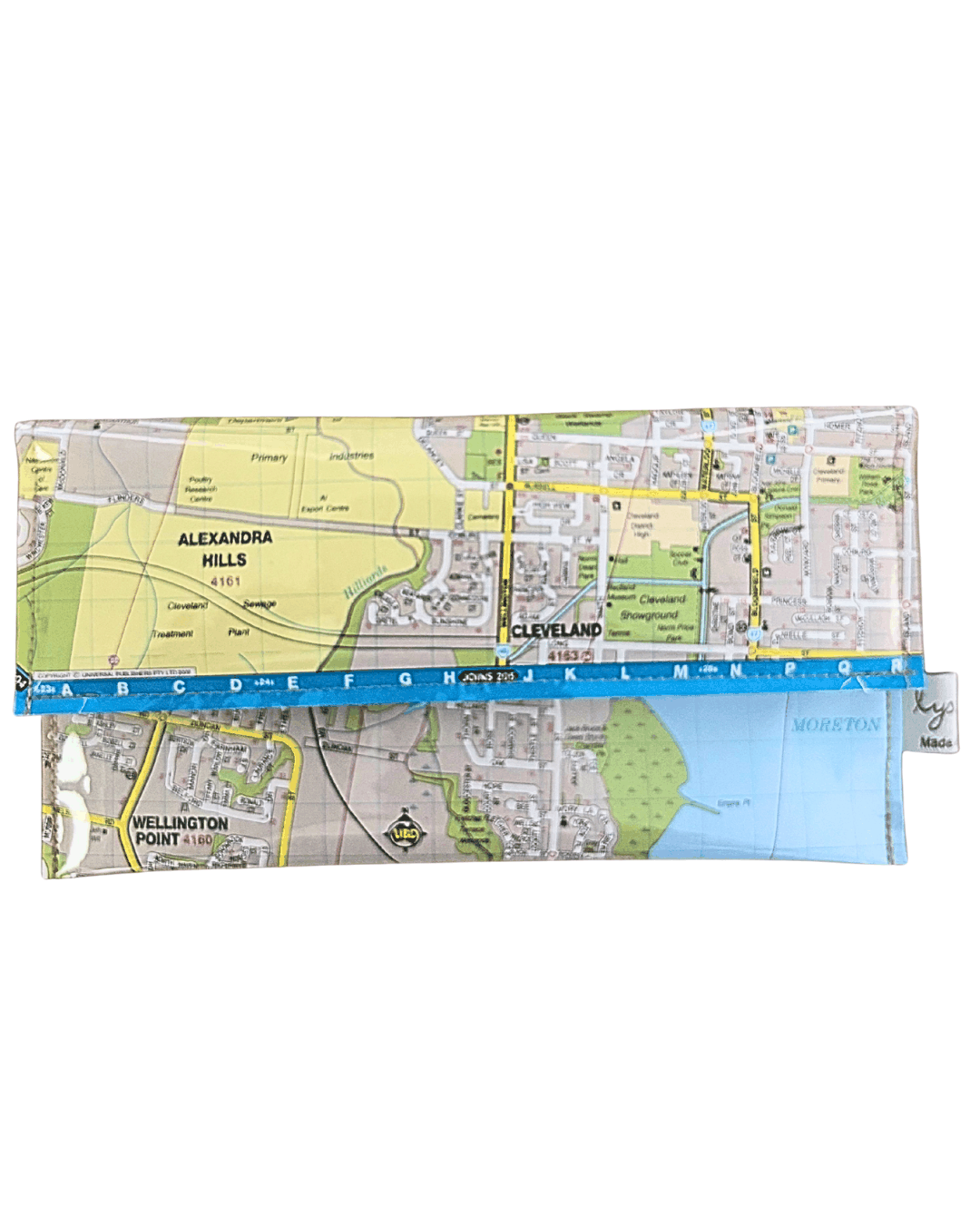 Recycled Street Map Wallet featuring Alexandra Hills and surrounding Brisbane suburbs made from 2009 map pages