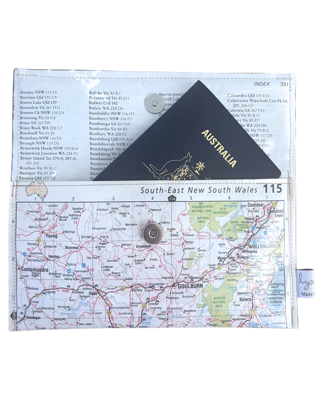 Recycled Map Wallet - Recycled Map Wallet - NSW - Canberra, Bega, Cooma, Goulburn, Woloongong