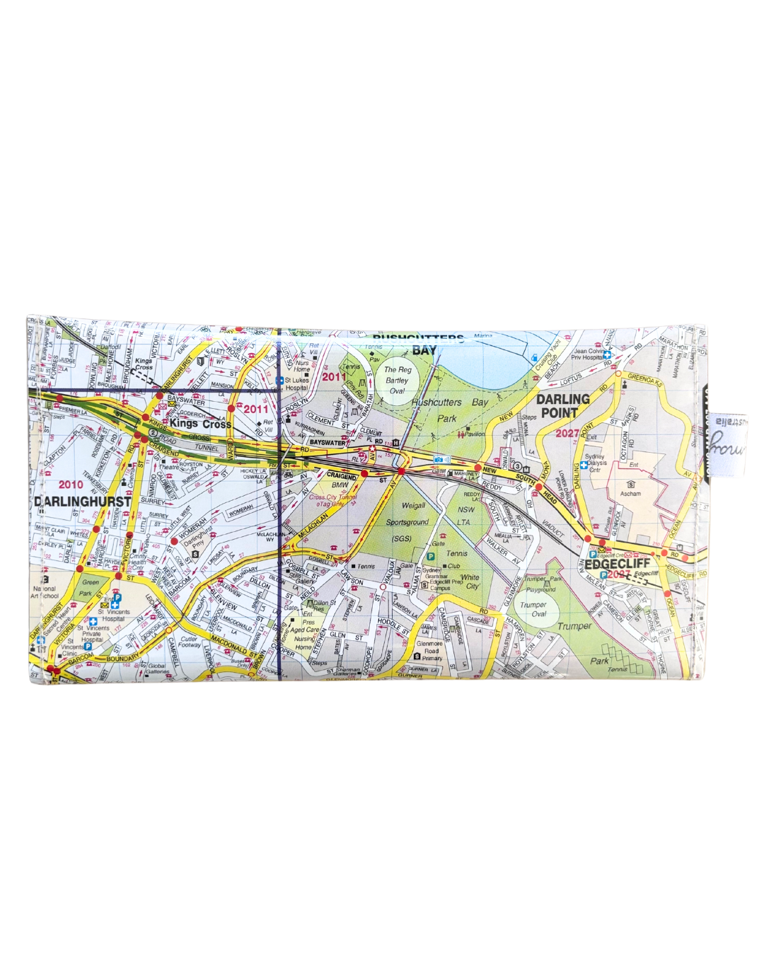 Recycled Street Map Wallet - Lyssy May Handmade Wallet recycled map of Elizabeth Bay, Kings Cross,Point, Paddington