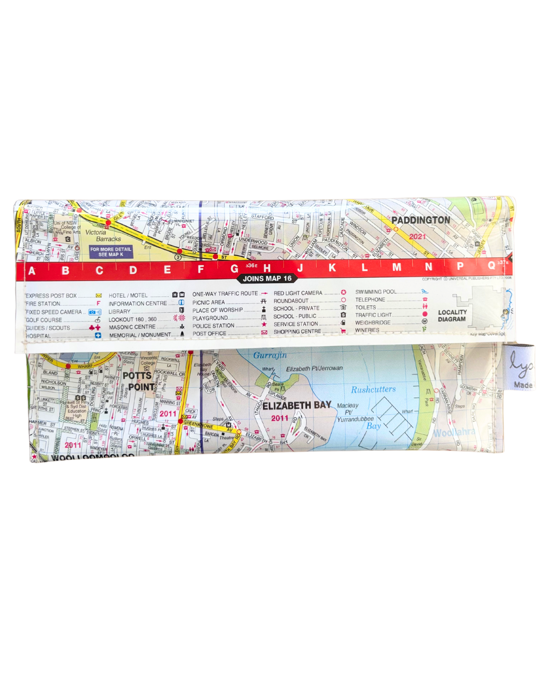 Recycled Street Map Wallet - Lyssy May Handmade Wallet recycled map of Elizabeth Bay, Kings Cross,Point, Paddington