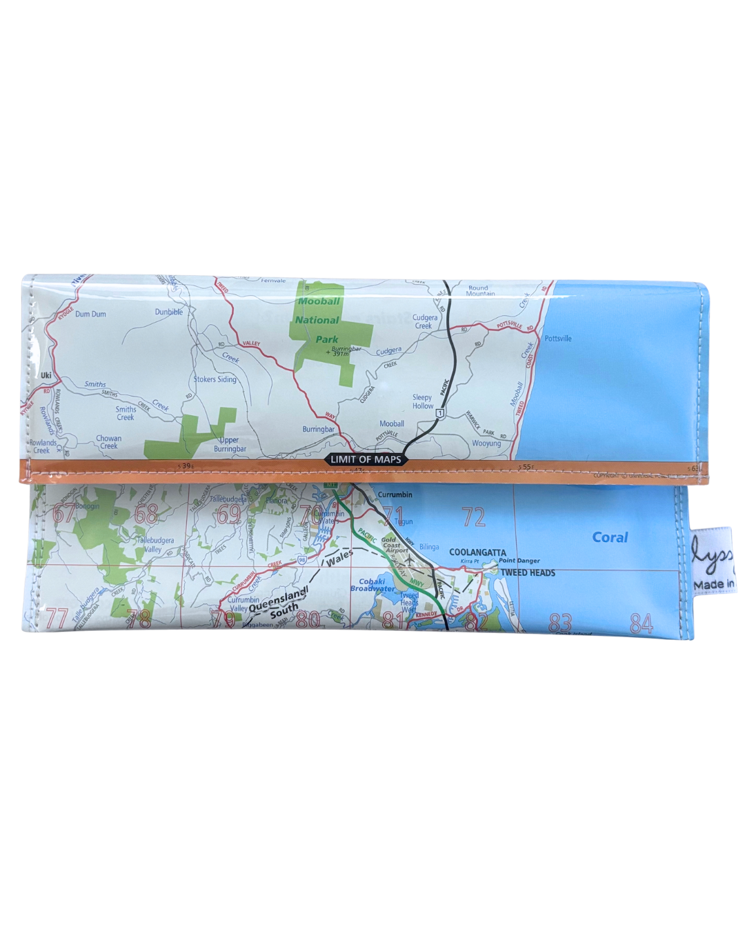 Recycled Street Map Wallet - Southern Gold Coast and Tweed - Burleigh to Mooball