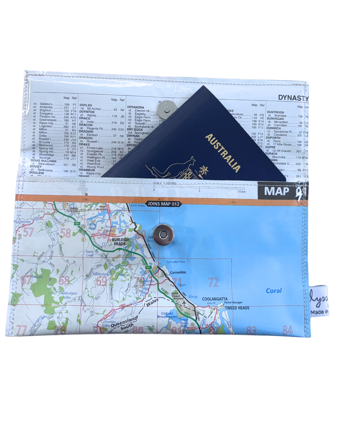 Recycled Street Map Wallet - Southern Gold Coast and Tweed - Burleigh to Mooball