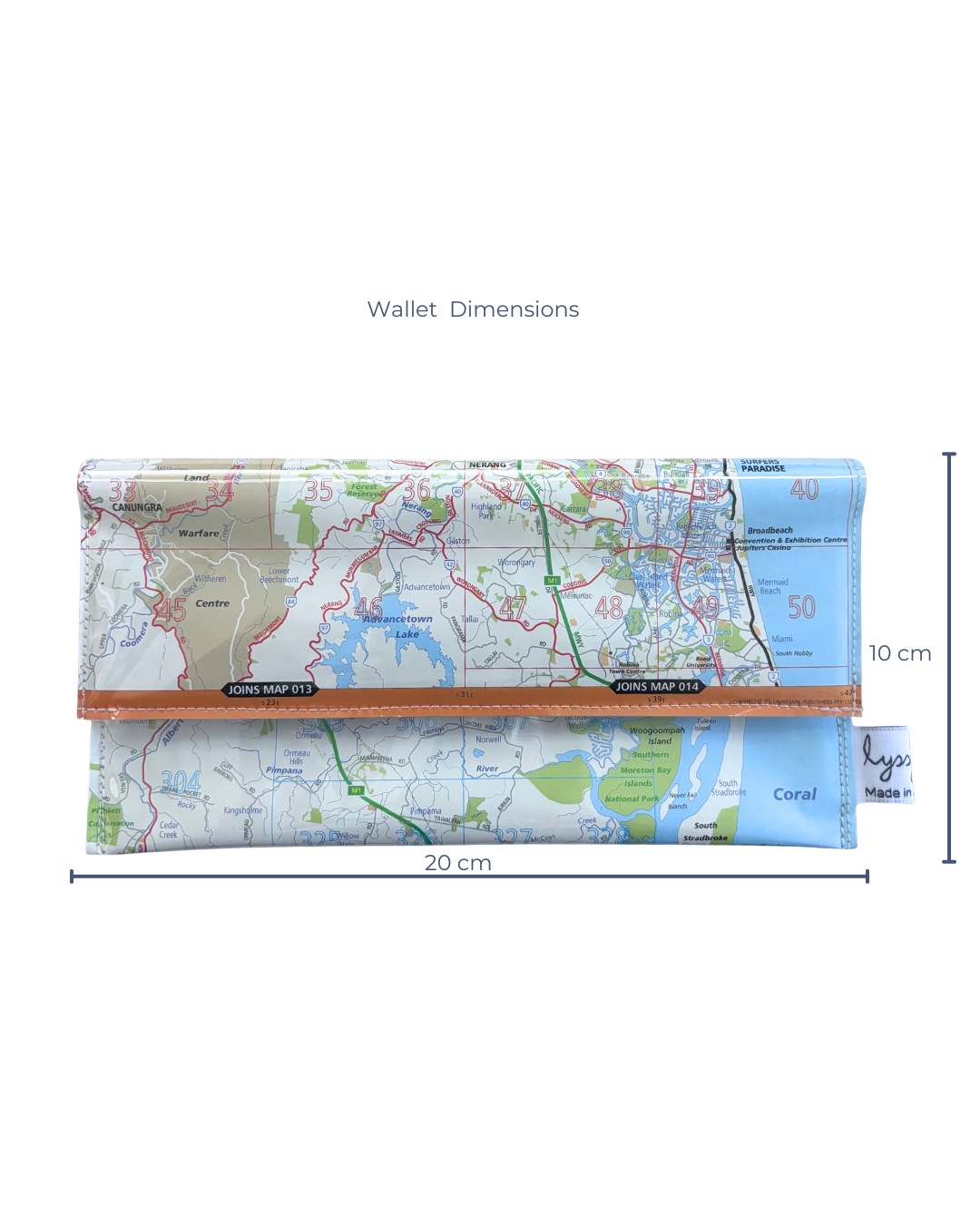 Recycled Street Map Wallet - Gold Coast - Stapylton to Robina