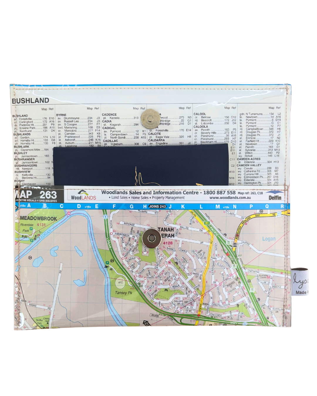 Recycled Street Map Wallet - Loganholme, Holmview, Edens Landing, Bethania, Tanah Merah