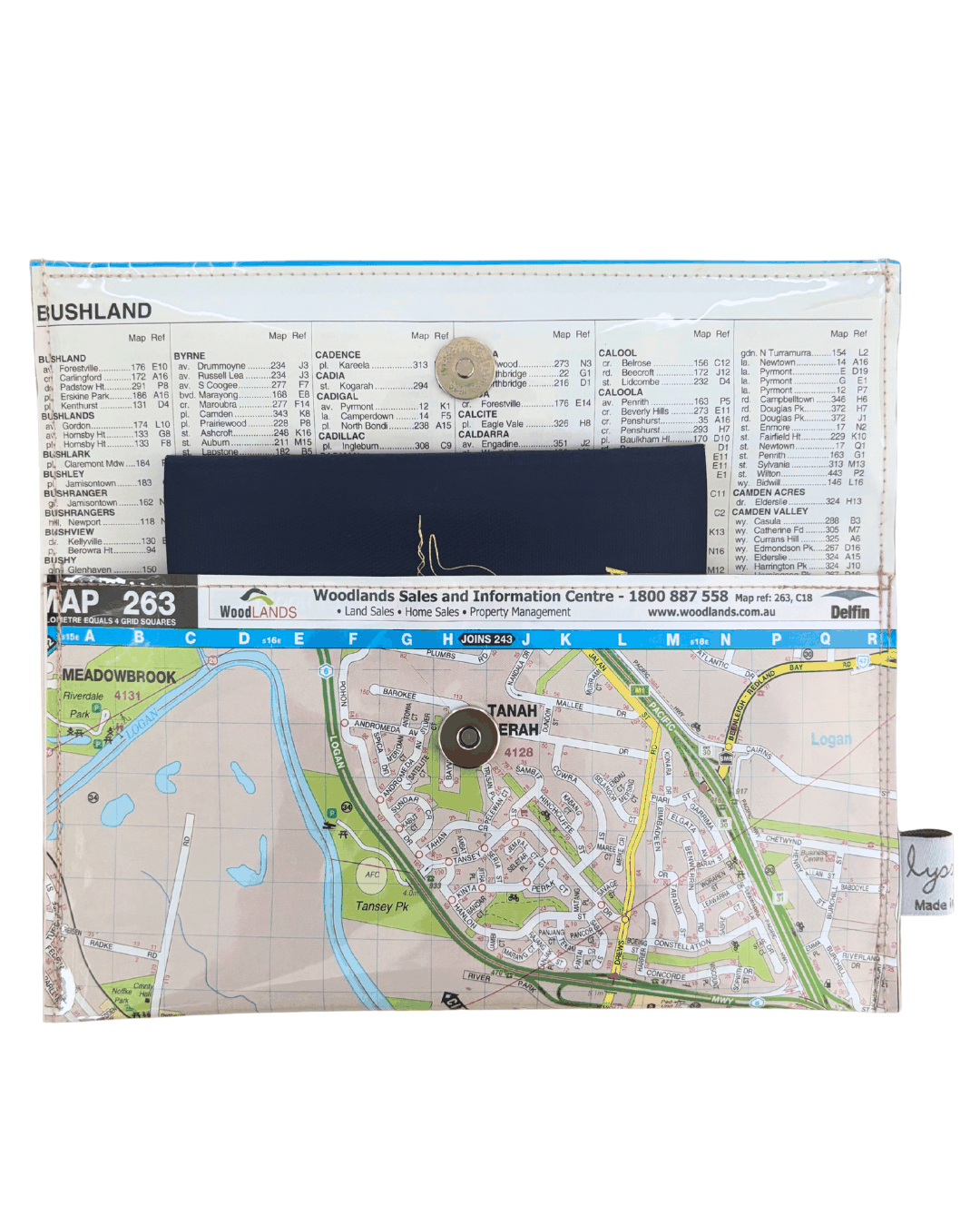 Recycled Street Map Wallet - Loganholme, Holmview, Edens Landing, Bethania, Tanah Merah