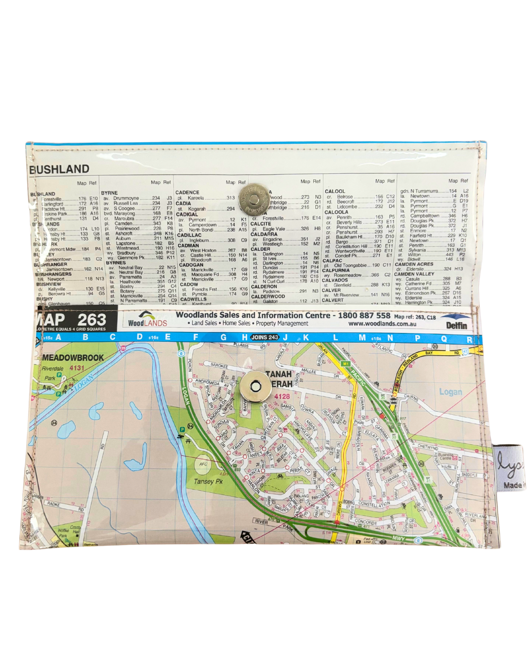 Recycled Street Map Wallet - Loganholme, Holmview, Edens Landing, Bethania, Tanah Merah
