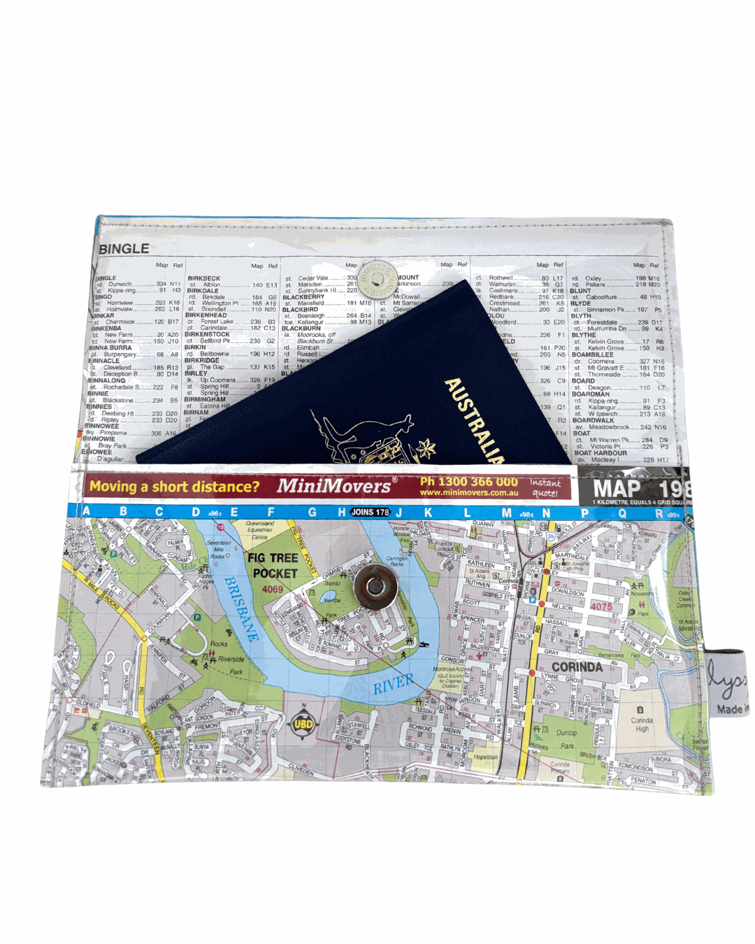 Recycled Street Map Wallet - Oxley, Inala, Durack, Darra, Figtree Pocket