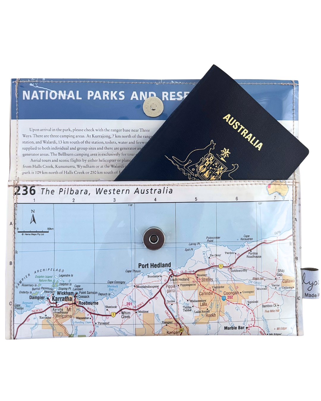 Recycled Map Wallet - WA - Pilbara, Port Headland, Karratha