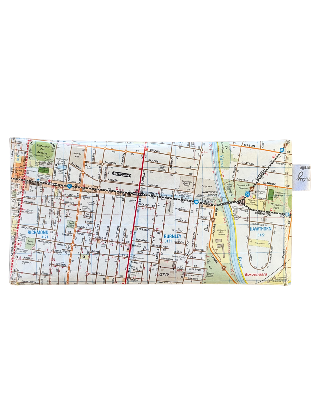 Recycled Street Map Wallet - Lyssy May Handmade Wallet recycled map of Richmond, Abbotsford, Hawthorn
