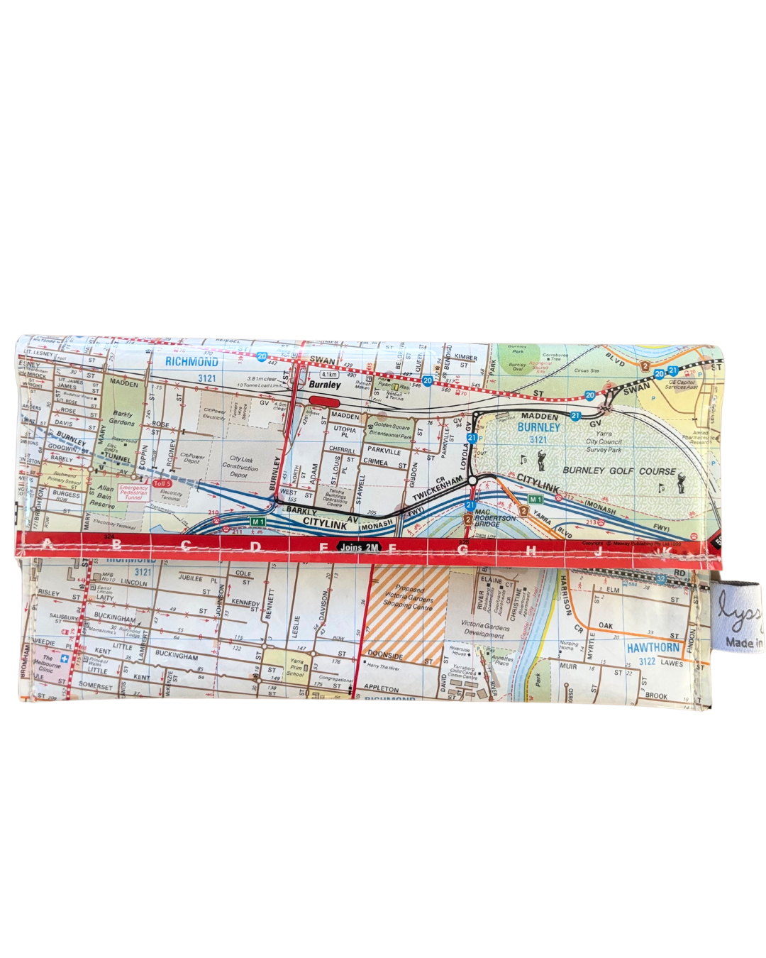 Recycled Street Map Wallet - Lyssy May Handmade Wallet recycled map of Richmond, Abbotsford, Hawthorn