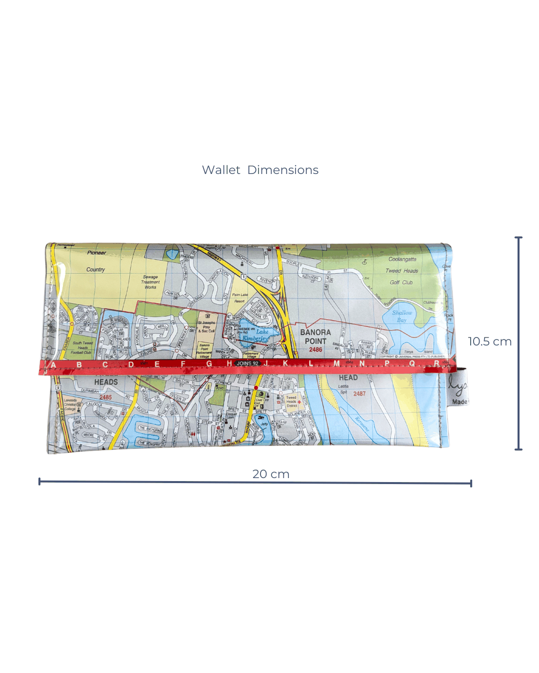 Recycled Street Map Wallet - Gold Coast Tweed Heads, Coolangatta, Banora Point